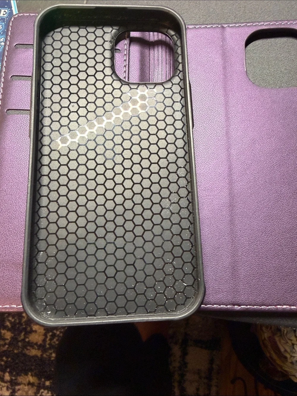Purple Wallet Phone Case with Card Slot for iPhone 15